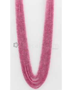 9 Lines - 2.60 to 4.90 mm Medium Pink Color Pink Sapphire Smooth Gemstone Beads - 472 carats (PnSPB1015)