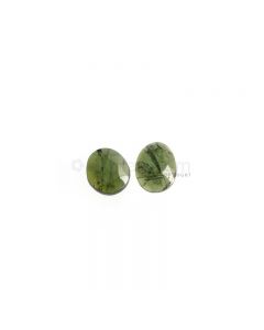 2 Pcs - 6.38 ct. - Green Tourmaline Rose Cut -11.7 x 9.3 x 3.8 mm to 11 x 9.8 x 3 mm (TRC1094)