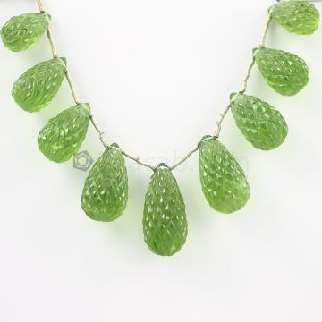 16 to 25 mm - Dark Green Peridot Carved Drops - 177.00 carats (PDr1036)-OOS
