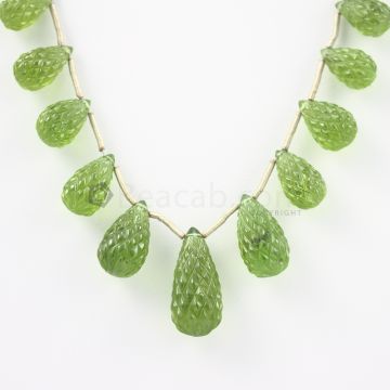 13 to 25 mm - Dark Green Peridot Carved Drops - 121.00 carats (PDr1037)-OOS