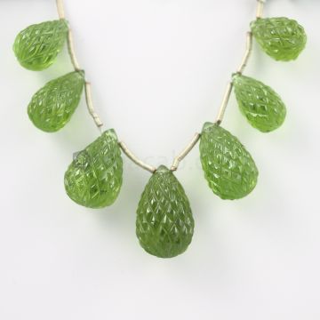 15 to 20 mm - Dark Green Peridot Carved Drops - 106.00 carats (PDr1038)-OOS