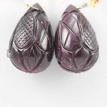 33 mm - Dark Red Ruby Carved Drops - 250.00 carats (RDr1026)