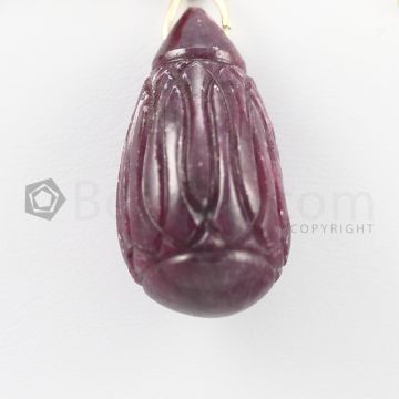 34 mm - Dark Red Ruby Carved Drops - 108.00 carats (RDr1027)
