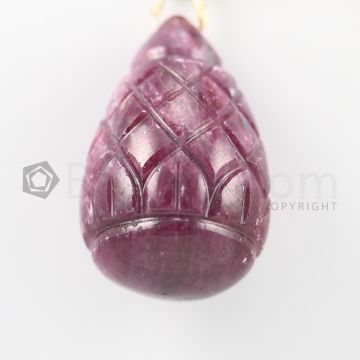32 mm - Dark Red Ruby Carved Drops - 125.00 carats (RDr1029)