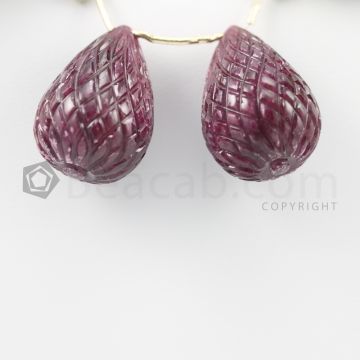 21 mm - Dark Red Ruby Carved Drops - 90.50 carats (RDr1030)