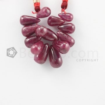 9.50 to 11.50 mm - Dark Red Ruby Drops - 40.50 carats (RDr1038)
