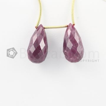 19 mm - Dark Red Ruby Faceted Drops - 31.70 carats (RDr1033)