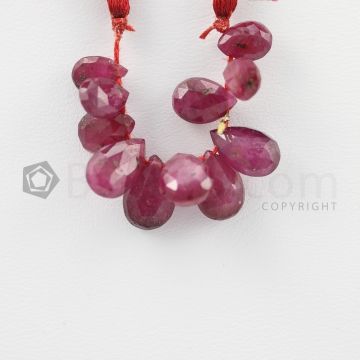 7.50 to 9 mm - Dark Red Ruby Faceted Drops - 18.50 carats (RDr1035)