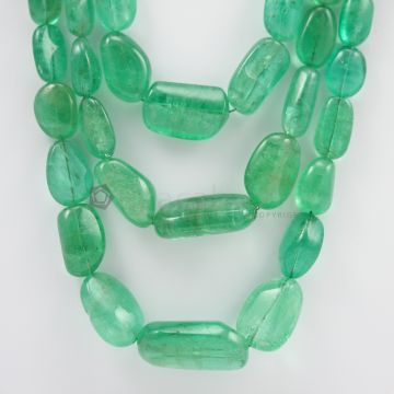 8 to 32 mm - 3 Lines - Emerlad Tumbled Beads - 1207.00 carats (EmTub1093)