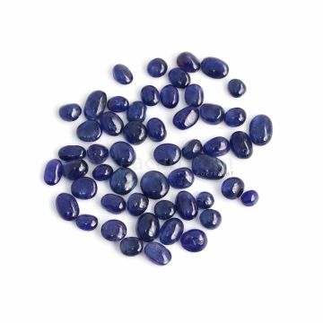54 Pcs - Dark Blue Sapphire Oval Cabochons - 92.10 ct. - 5.5 x 4.5 mm to 7.4 x 10.5 mm (SACAB1087)