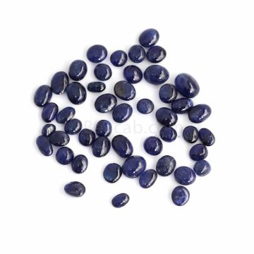 50 Pcs - Dark Blue Sapphire Oval Cabochons - 99.05 ct. - 4.6 x 5.9 mm to 8.1 x 10.6 mm (SACAB1083)