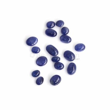 17 Pcs - Medium Blue Sapphire Oval Cabochons - 53.64 ct. - 5.5 x 7.9 mm to 8 x 12.6 mm (SACAB1081)