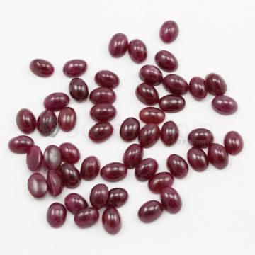 7 x 5 mm - Dark Red Ruby Oval Shape Cabochons - 51 pieces - 60.01 carats (RuCab1095)