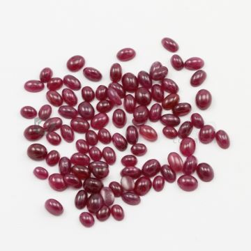 4 x 3 mm to 5 x 4 mm - Medium Red Ruby Oval Shape Cabochons - 91 pieces - 32.81 carats (RuCab1098)
