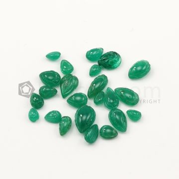 6.50 x 5 mm to 13 x 8.50 mm - Medium Green Emerald Carving - 23 pieces - 33.09 carats (EmCar1073)