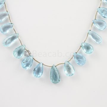 7 to 14.50 mm - Medium Blue Aquamarine Drops - 47.00 carats (AqDr1002)