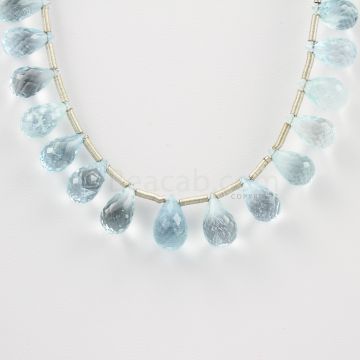10 to 12 mm - Medium Blue Aquamarine Drops - 77.00 carats (AqDr1006)
