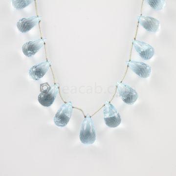 12 to 15 mm - Medium Blue Aquamarine Drops - 110.00 carats (AqDr1009)