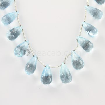 14 to 16 mm - Medium Blue Aquamarine Drops - 144.00 carats (AqDr1011)