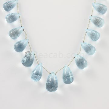 10 to 15 mm - Medium Blue Aquamarine Drops - 99.00 carats (AqDr1012)