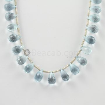 10 to 12 mm - Medium Blue Aquamarine Drops - 77.00 carats (AqDr1013)