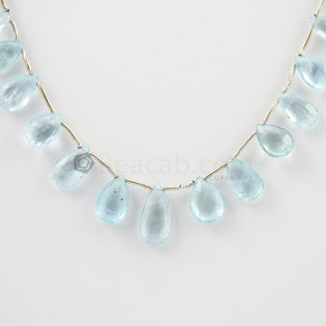 9 to 14 mm - Medium Blue Aquamarine Drops - 40.00 carats (AqDr1023)