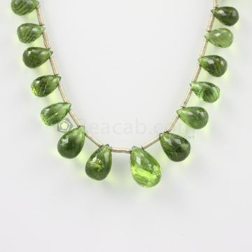 9.50 to 15 mm - Medium Green Peridot Faceted Drops - 94.00 carats (PDr1013)