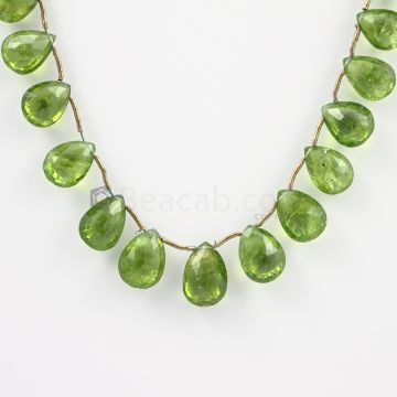 10 to 14 mm - Medium Green Peridot Faceted Drops - 120.00 carats (PDr1024)