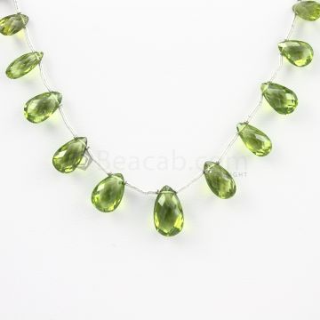 8 to 12 mm - Medium Green Peridot Faceted Drops - 21.00 carats (PDr1028)