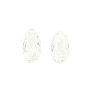 2 Pc. White Diamond Briolette - 2.7 ct. - 8.5 x 4.5 x 3.8 mm to 8.2 x 4.5 x 4 mm (DBR1004)