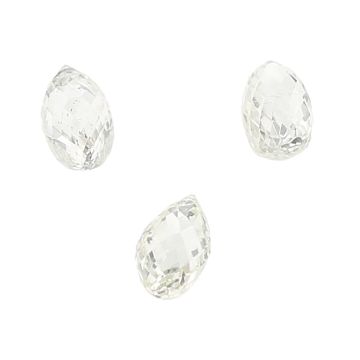 3 Pc. White Diamond Briolette - 4.11 ct. - 7.4 x 4.6 x 4 mm, 8 x 5 x 4.5 mm, 7.5 x 4.5 x 4.5 mm (DBR1005)