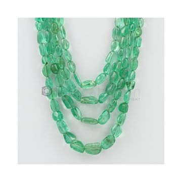 5.00 to 14.00 mm - 4 Lines - Emerald Tumbled Beads - 364.95 carats (EmTuB1024)