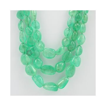 7.00 to 19.50 mm - 3 Lines - Emerald Tumbled Beads - 669.90 carats (EmTuB1037)