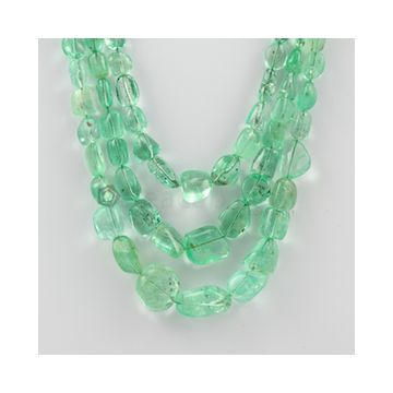 5.00 to 18.00 mm - 3 Lines - Emerald Tumbled Beads - 346.10 carats (EmTuB1040)