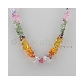 Multi Sapphire Briolettes - 1 Line - 136.00 carats - 15.5 inches - (MSDF1001)