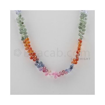 Multi Sapphire Briolettes - 1 Line - 112.50 carats - 17 inches - (MSDF1003)