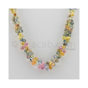 Multi Sapphire Briolettes - 1 Line - 159.50 carats - 16 inches - (MSDF1005)