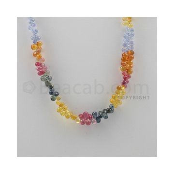 Multi Sapphire Briolettes - 1 Line - 92.50 carats - 17 inches - (MSDF1006)