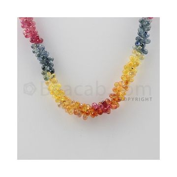 Multi Sapphire Briolettes - 1 Line - 159.50 carats - 16.5 inches - (MSDF1007)