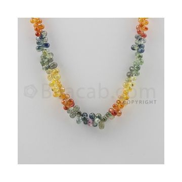 Multi Sapphire Briolettes - 1 Line - 136.00 carats - 17 inches - (MSDF1010)