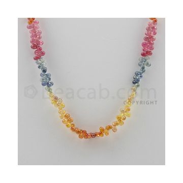 Multi Sapphire Briolettes - 1 Line - 74.00 carats - 17 inches - (MSDF1012)