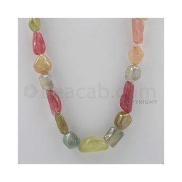 Multi-Sapphire Tumbled - 1 Line - 576.60 carats - 22 inches - (MSTUB1002)