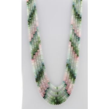 Multi-Tourmaline Roundel Beads - 5 Lines - 439.00 carats - 17 to 20 inches - (MTour1011)