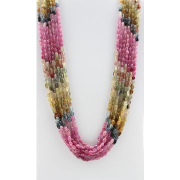 Multi-Sapphire Tumbled Beads - 7 Lines - 636.00 carats - 18 to 21 inches - (MSTuB1035)