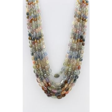 Multi-Sapphire Tumbled Beads - 6 Lines - 754.75 carats - 15 to 19 inches - (MSTuB1036)