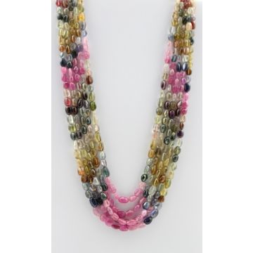 Multi-Sapphire Tumbled Beads - 5 Lines - 534.00 carats - 16 to 19 inches - (MSTuB1037)