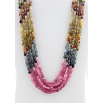 Multi-Sapphire Tumbled Beads - 5 Lines - 692.30 carats - 16 to 19 inches - (MSTuB1038)