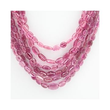 Pink Tourmaline Long Tumbled Beads - 6 Lines - 240.45 carats - 14 to 18 inches - (ToTub1004)