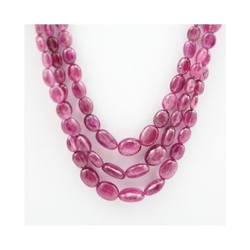 Pink Tourmaline Long Tumbled Beads - 3 Lines - 167.02 carats - 17 to 18.50 inches - (ToTub1005)