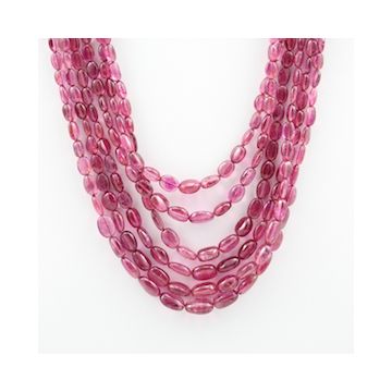 Pink Tourmaline Long Tumbled Beads - 6 Lines - 310.50 carats - 16 to 19.50 inches - (ToTub1012)